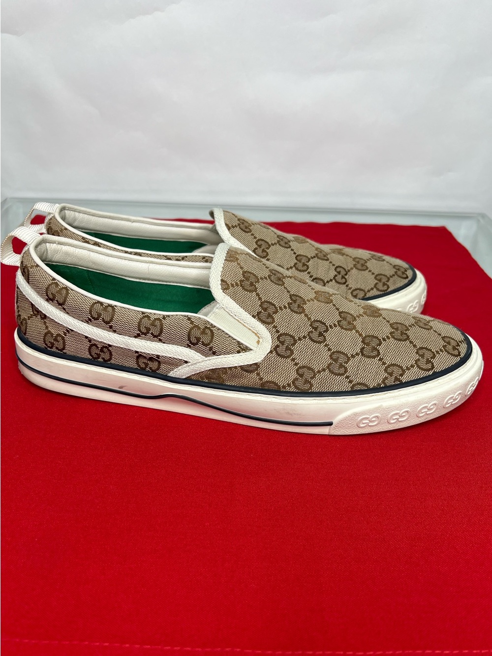 Gucci 1977 Brown GG Monogram Slip-On Sneakers - Picture 4 of 8